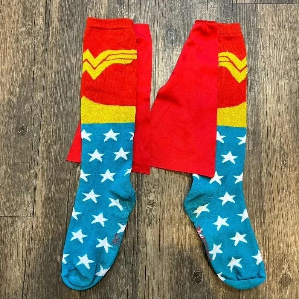 Holiday Wonder Woman Superhero Adult Knee High Cape Sock Festive Costplay M